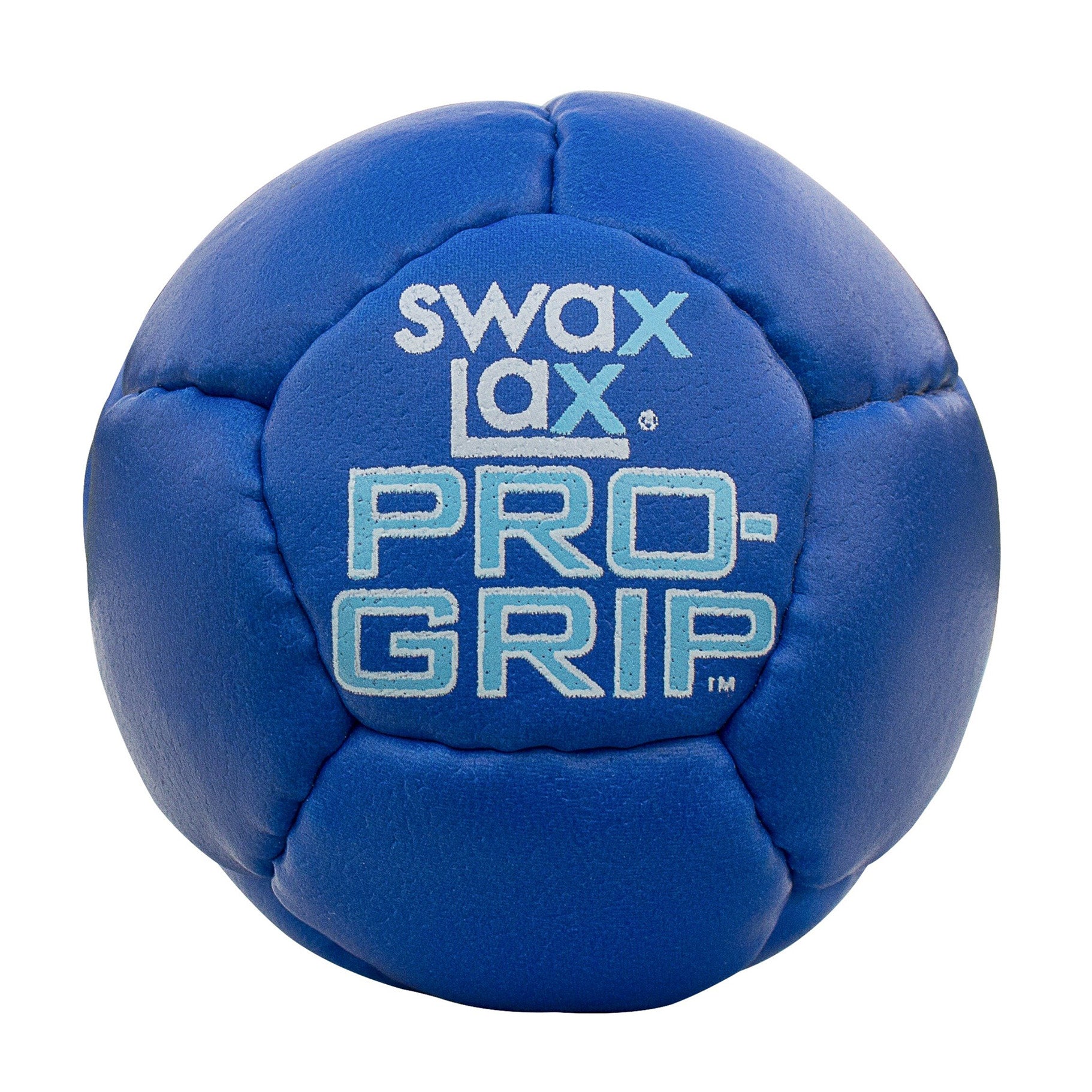 Blue Pro-Grip Swax Lax lacrosse training ball with tacky texture