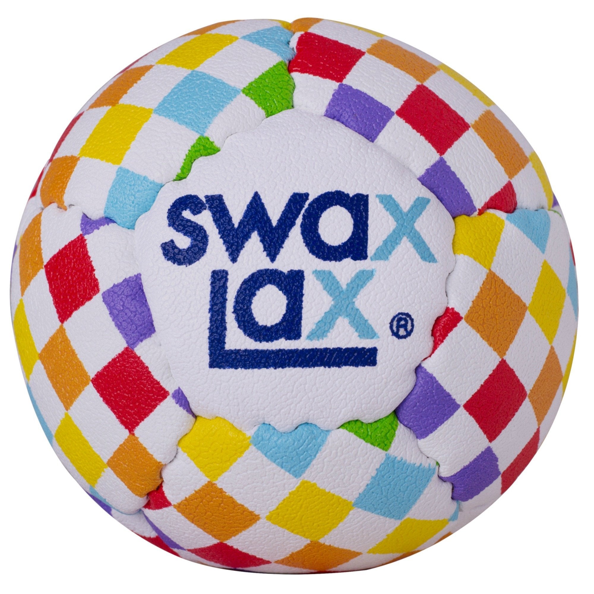 Swax Lax lacrosse training ball - Rainbow Check pattern - front view
